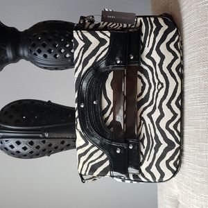 Dana Buchman fold over clutch zebra canvas